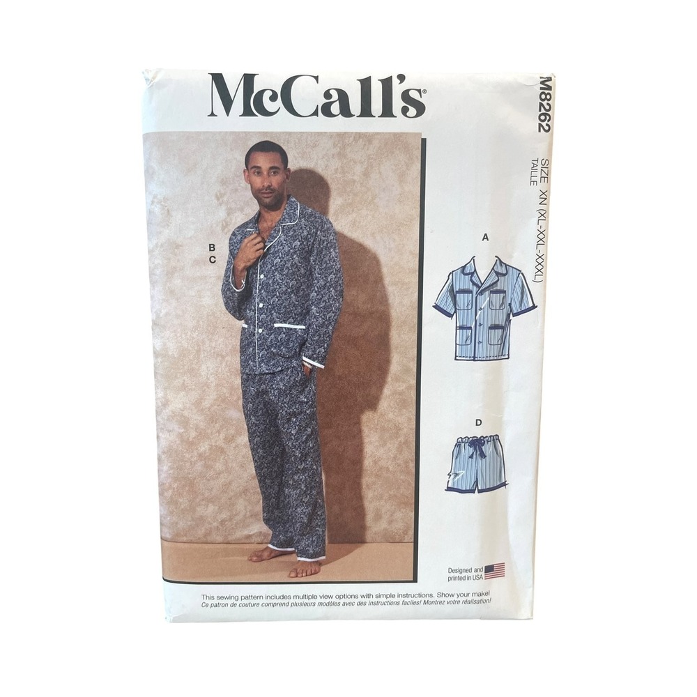 McCall's M8262 Men's Pajamas Loungewear Sleepwear XL-XXXL UNCUT